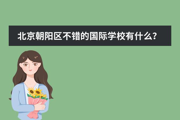 北京朝阳区不错的国际学校有什么？